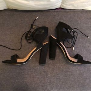 Black strapped heels